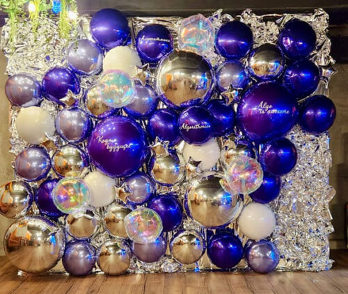 Новогодняя фотозона из фольгированых шаров