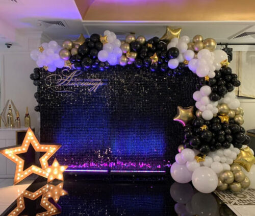 Фотозона премиум из черных паеток