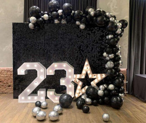 Фотозона из паеток с цифрами