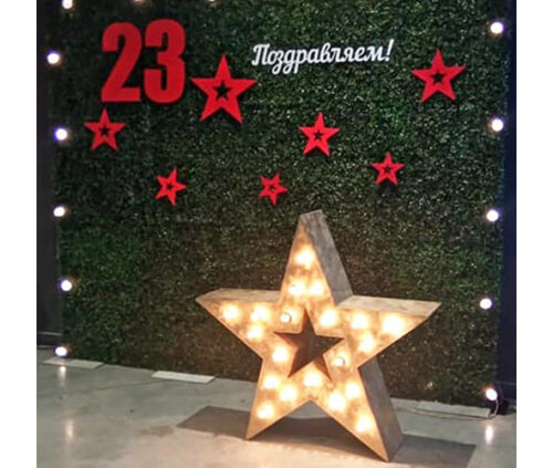 Фотозона из зелени с подсветкой