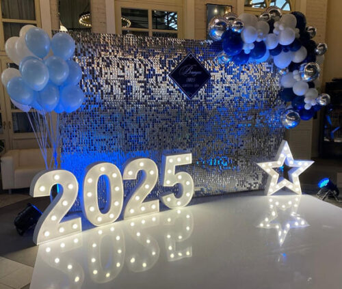 Фотозона с фонтанами из шаров