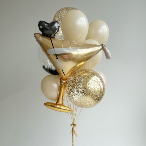 Шары "Золотой блеск" с фигурой Бокал Мартини